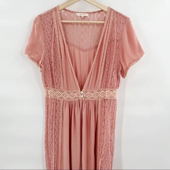ENTRO dusty rose boho duster size L - Picture 3 of 10